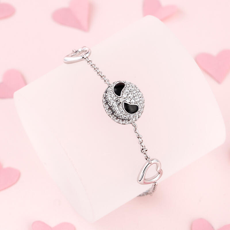 Jeulia "Pumpkin King" Skull Design Sterling Silver Bracelet  (195mm)