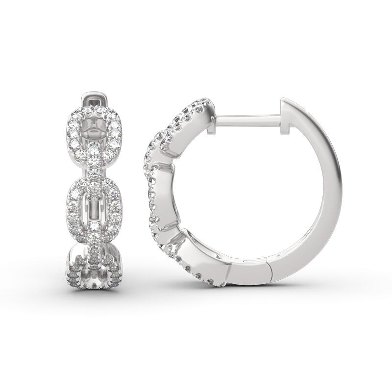 Jeulia Interlocking Design Round Cut Sterling Silver Hoop Earrings