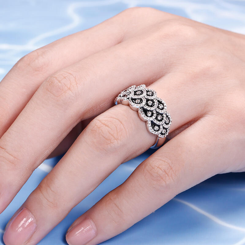 Jeulia Japanese Koinobori Inspired Sterling Silver Ring