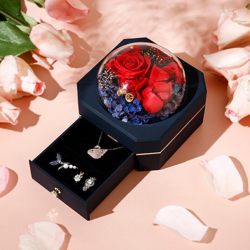 Jeulia Eternal Rose Flower Jewelry Storage Box