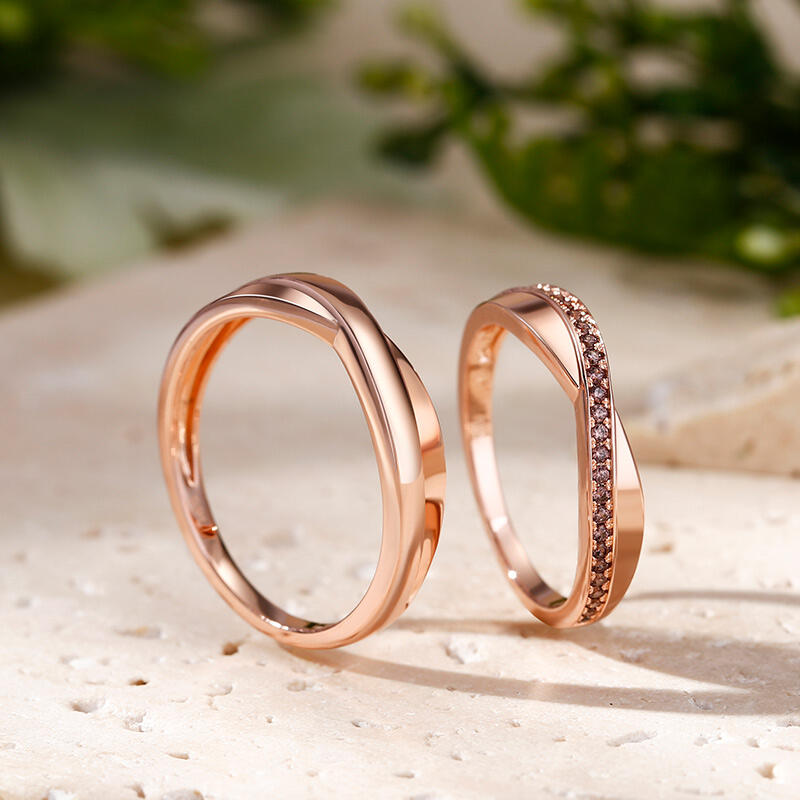 Jeulia Stylish Crossover Sterling Silver Couple Rings