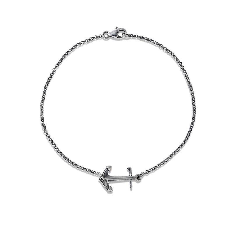 Jeulia "Steampunk" Anchor Sterling Silver Bracelet