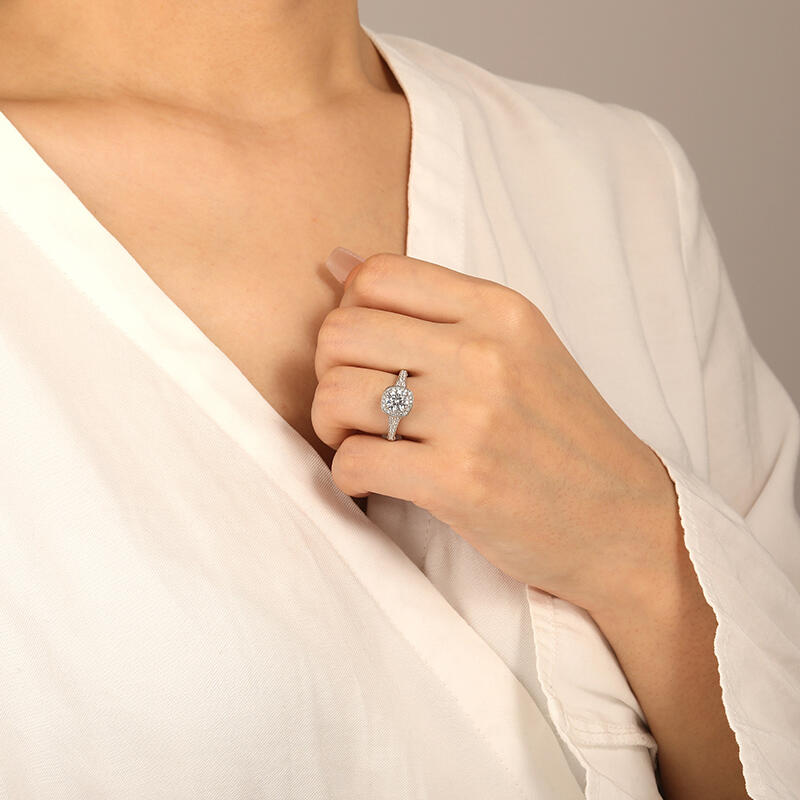 " Love Is You And Me"  Round Cut Halo Engagement Ring