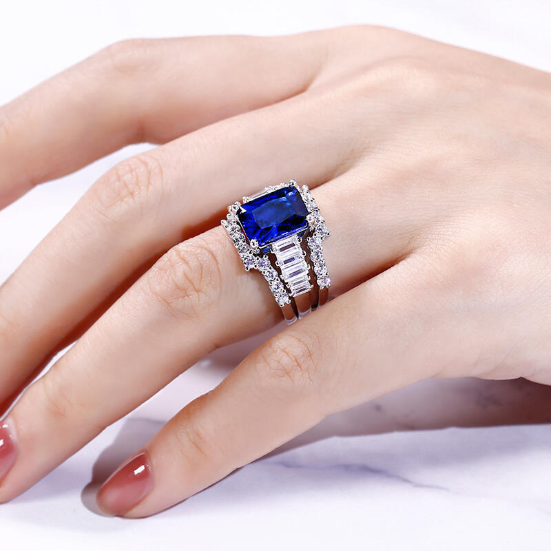 Jeulia 3PC Radiant Cut Sterling Silver Ring Set