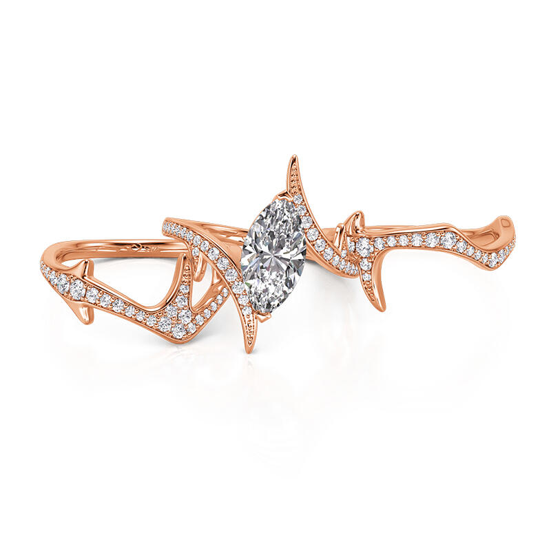 Jeulia x Leyla Thorn Bush Women Rose Gold Ring Set