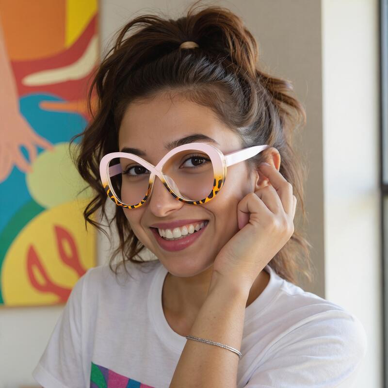 Destiney Round Pink Tortoise Glasses