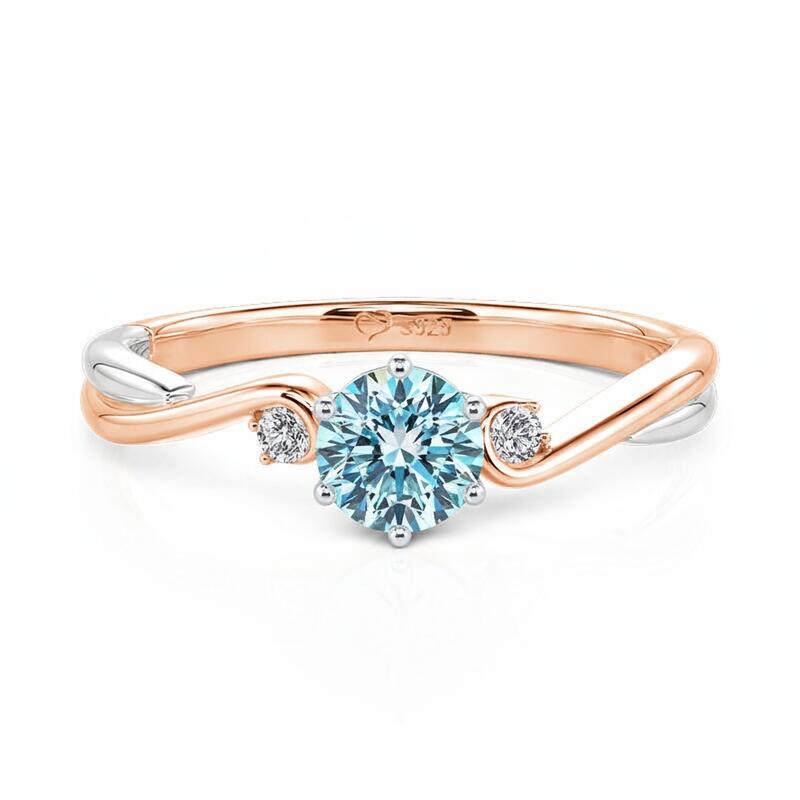 Jeulia Two Tone Three Stone Custom Birthstone Twist Ring