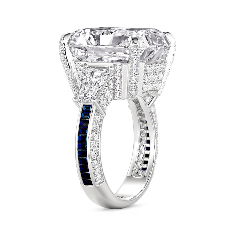Jeulia Luxury Three Stone Radiant Cut Engagement Ring