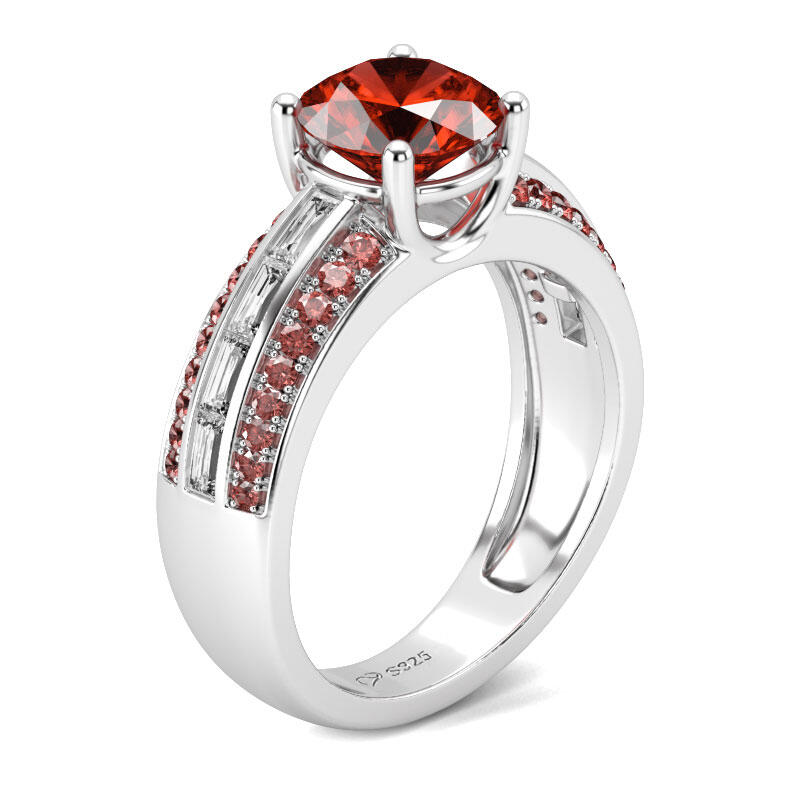 Jeulia Side Stone Round Cut Sterling Silver Ring