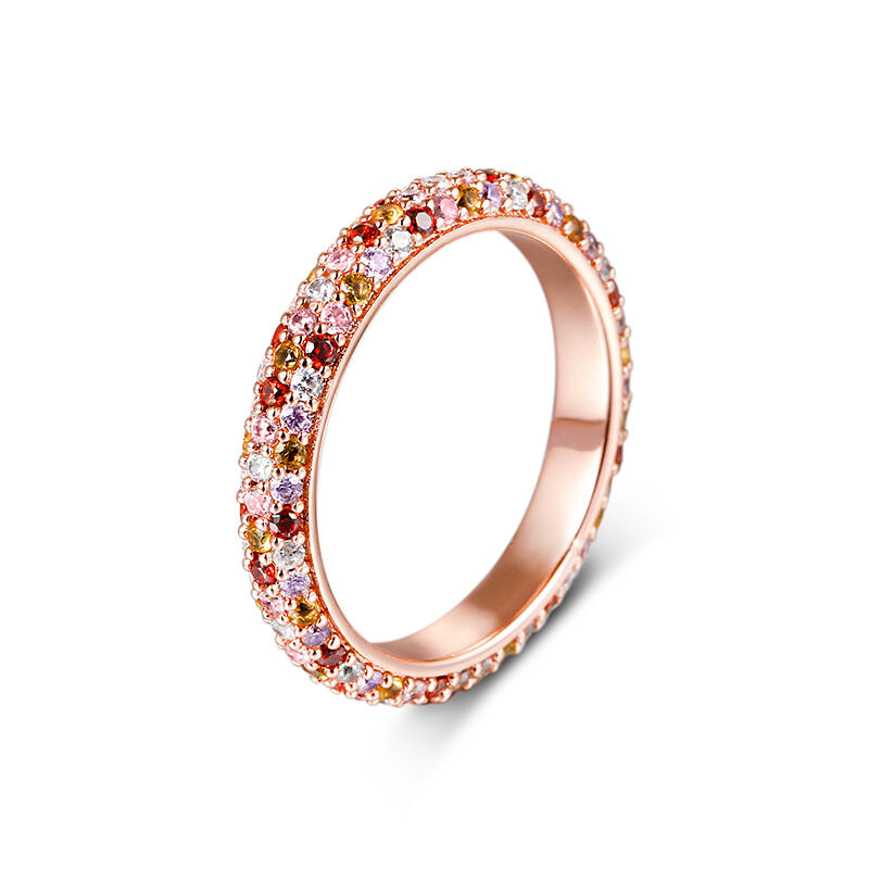 Jeulia "Brinnande Färg" Flerfärgad Rundt Skuret Sterling Silver Kvinnor Band