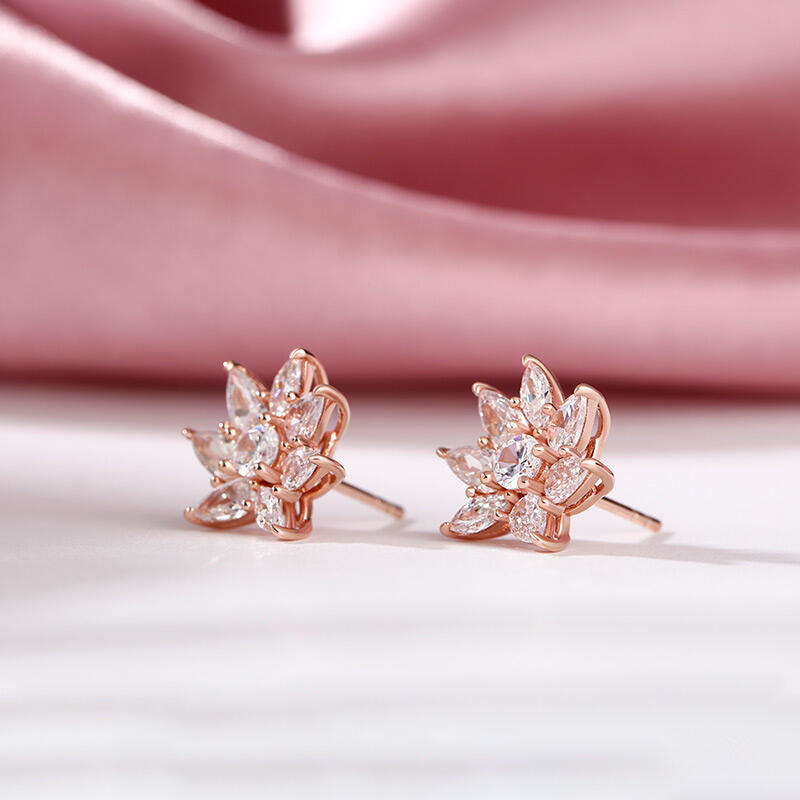 Jeulia Elegant Floral Design Sterling Silver Earrings