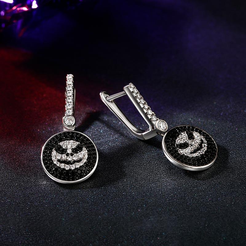 Jeulia "Pumpkin King" Skull Design Sterling Silver Drop Earrings