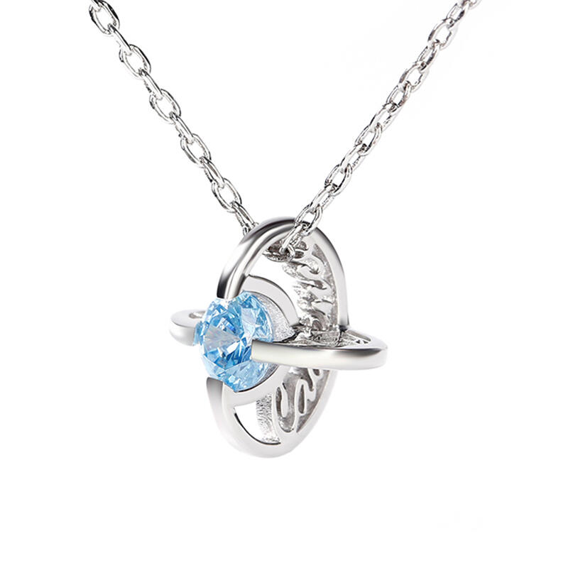 Jeulia Personalized Round Cut Sterling Silver Necklace