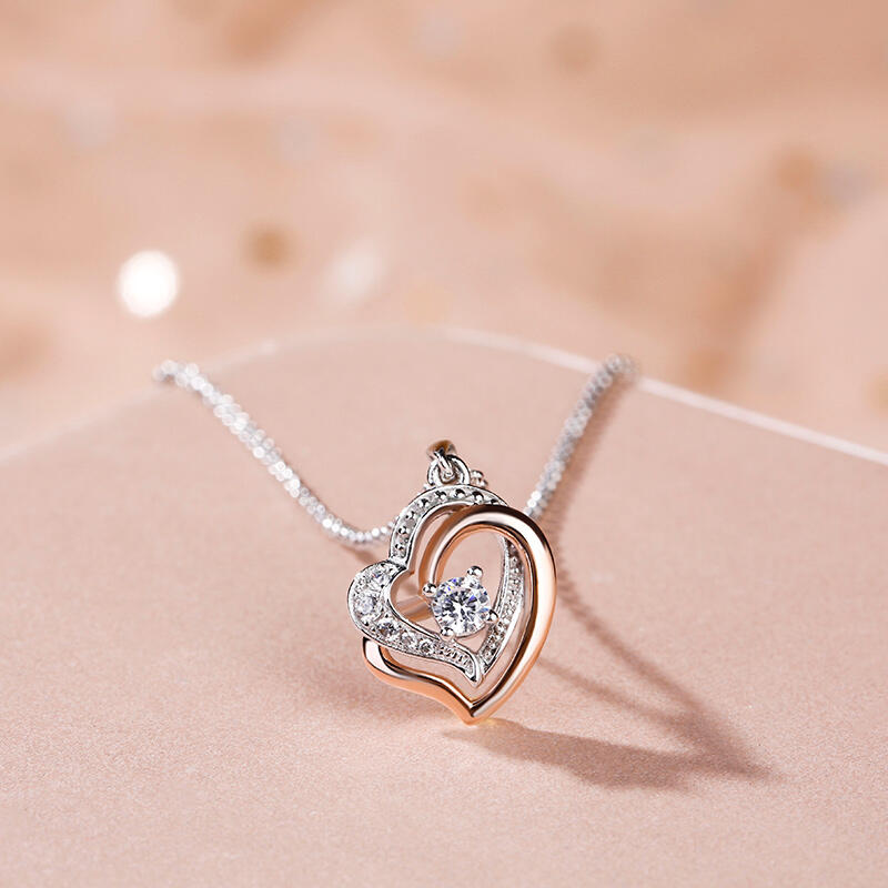 Double Heart Sterling Silver Jewelry Set