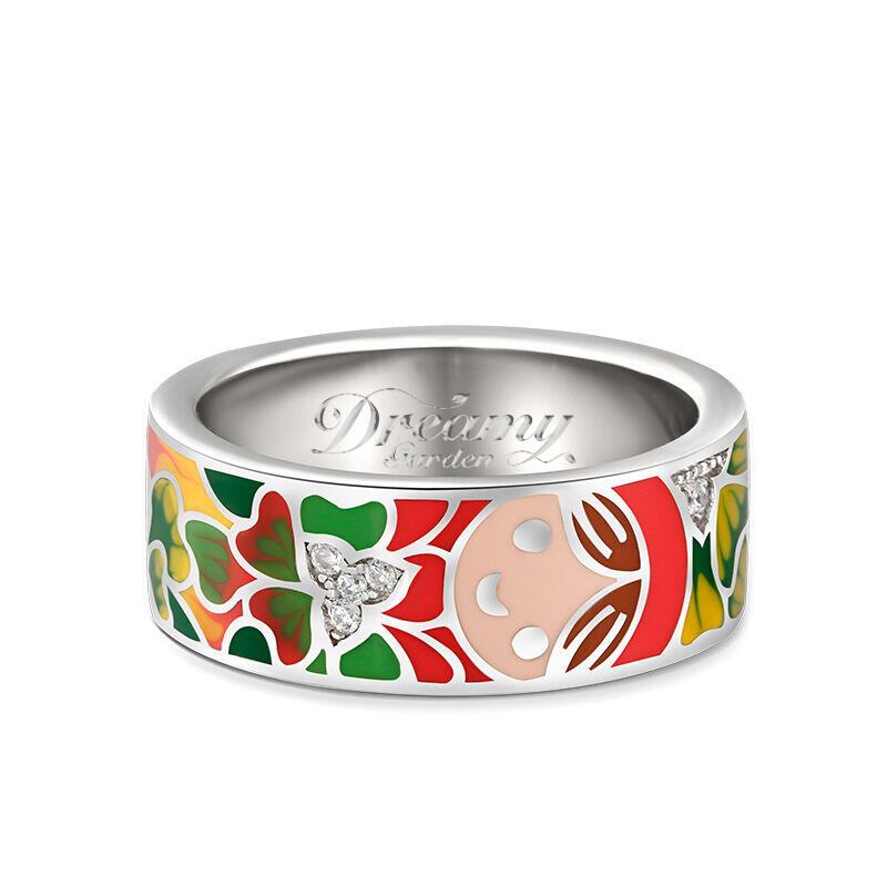 Dreamy Garden "Make a Smile" Enamel Sterling Silver Women's Band