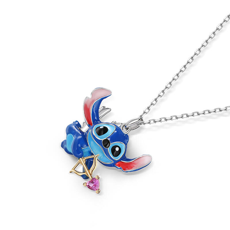 Jeulia Collar Azul de Plata Esterlina con Esmalte de Cupido con Flecha