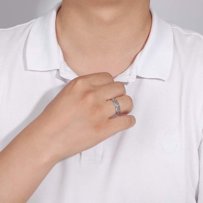 "Life Eternity" Textured Men's Wedding Ring