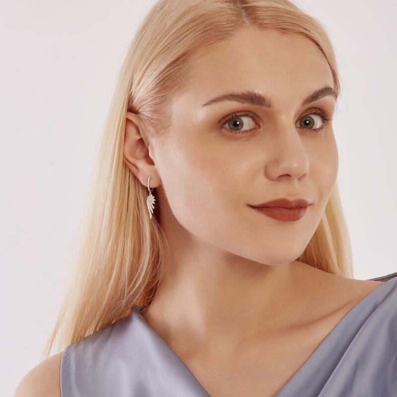 "The Wings Of An Angel" Round Cut Drop Earrings