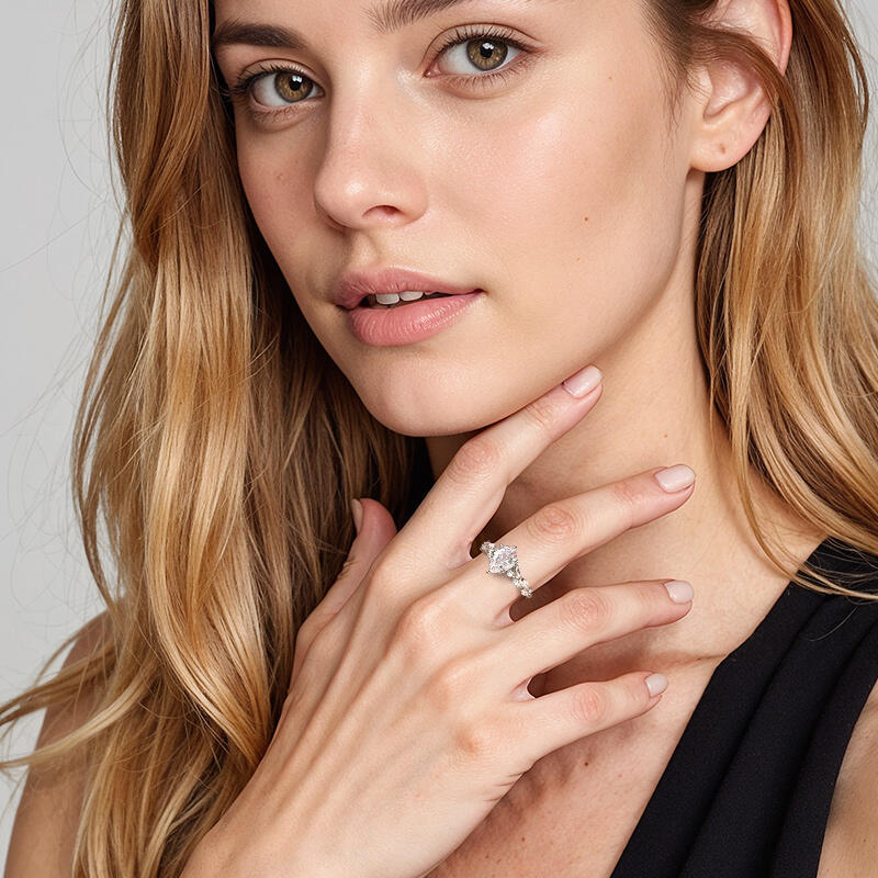 "Everything I Do" Pear Cut Cluster Side Stone Engagement Ring