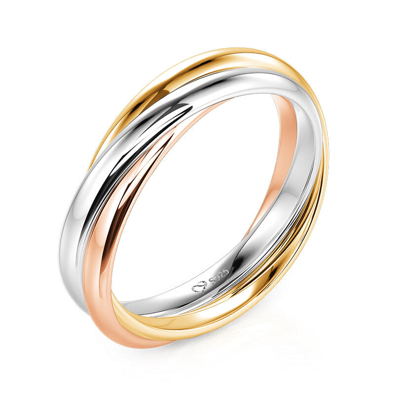 Jeulia Crossover Design Men's Tricolor Ring Sterling Silver