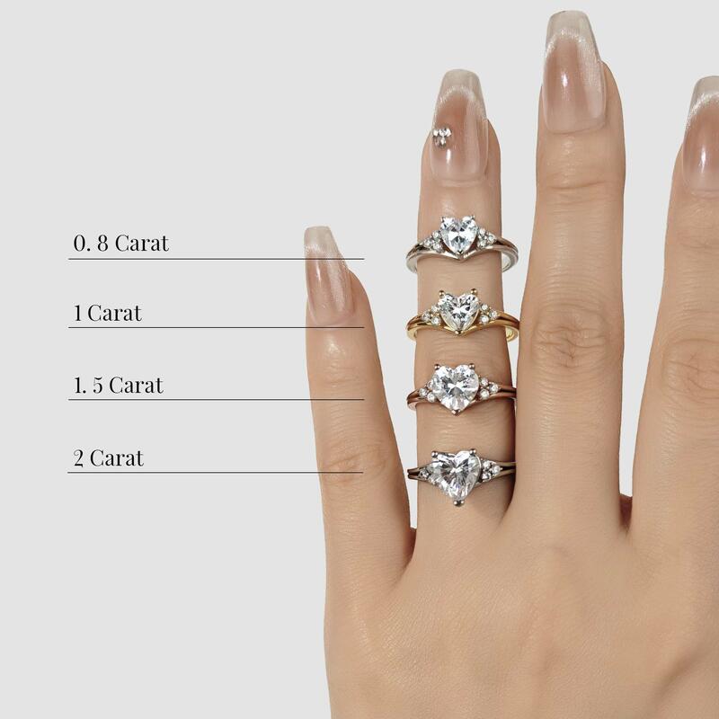 "Zwei Seelen Ein Herz" 1 Karat Herz-Schliff Seitenstein-Verlobungsring