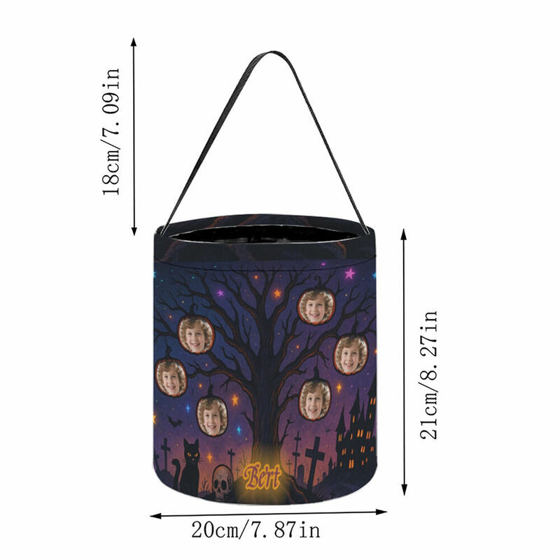 Bolsas de dulces personalizadas con nombre y foto de cara. Bolsas de dulces o trucos. Regalos de Halloween para niños.