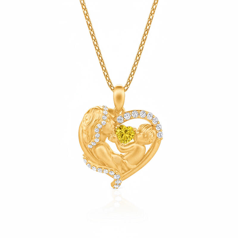Jeulia Custom Mother and Child Necklace with Heart Birthstone