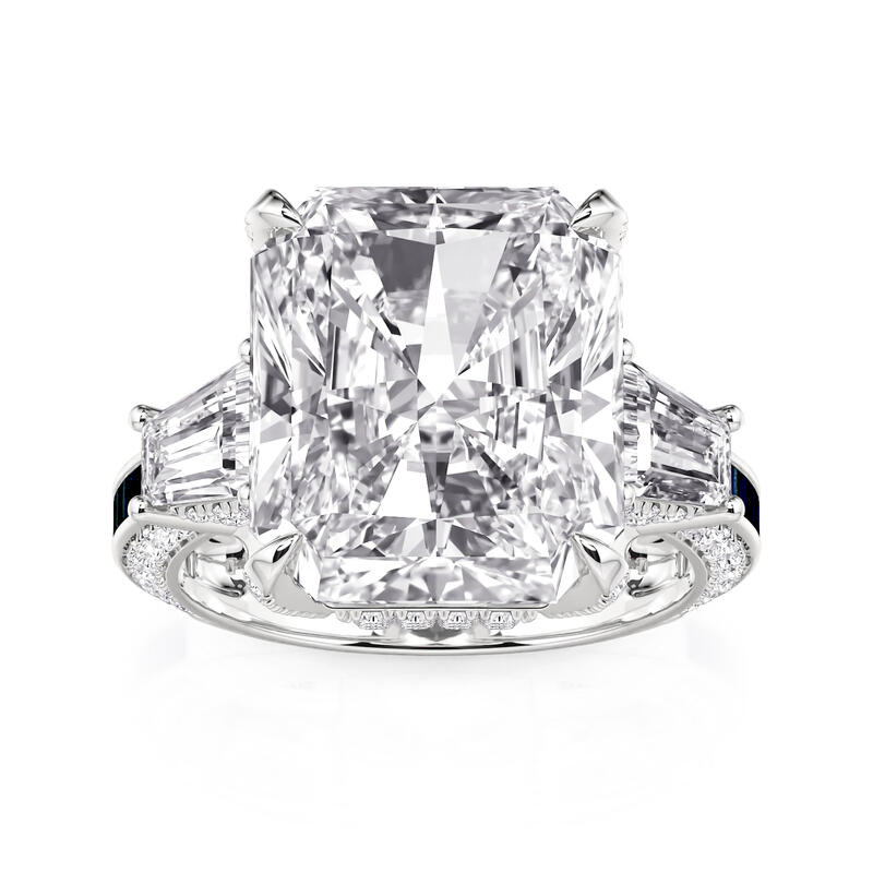 Jeulia Luxury Three Stone Radiant Cut Engagement Ring