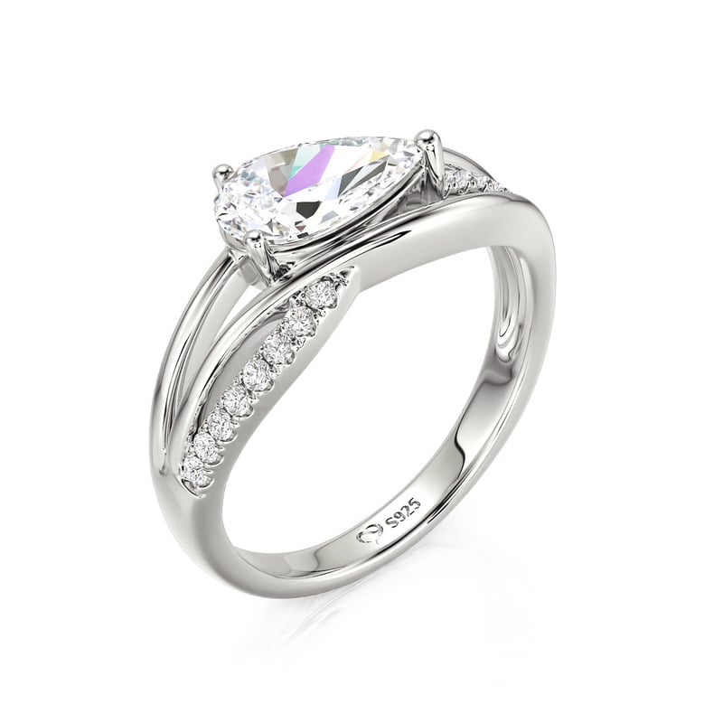 1 Shape Jeulia Pave Crossover Pear Shaped Engagement Ring - Jeulia Jewelry