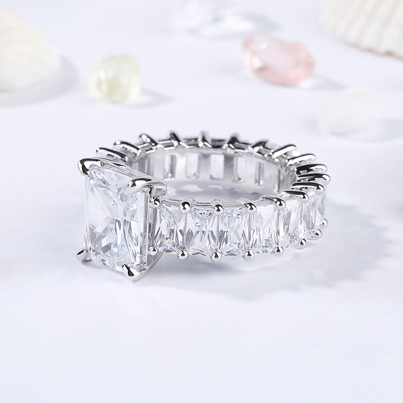 Jeulia Radiant Cut Eternity Sterling Silver Ring
