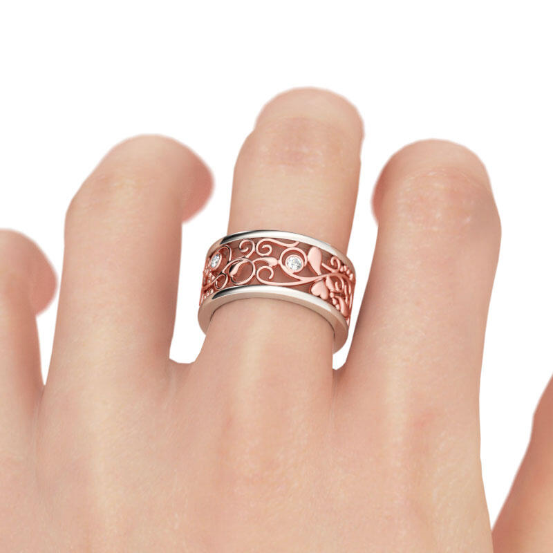 Jeulia Two Tone Round Cut Sterling Silver Women's Band