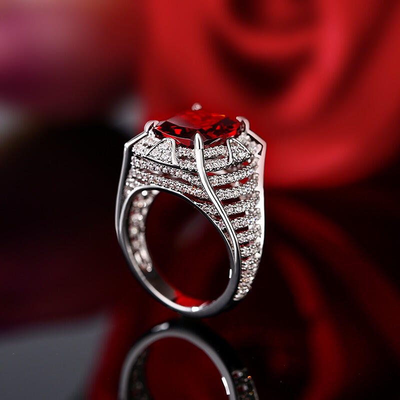 Jeulia "The Southern Shining Pyramid" Egyptian Pyramids Cushion Cut Sterling Silver Ring