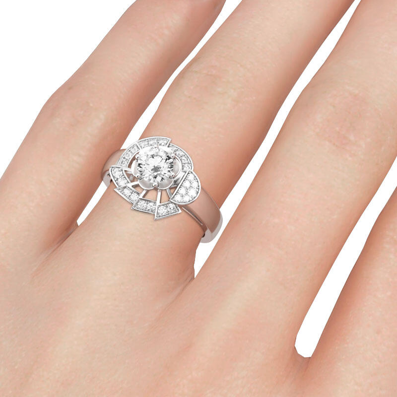 Jeulia Anel de prata esterlina com corte redondo irregular