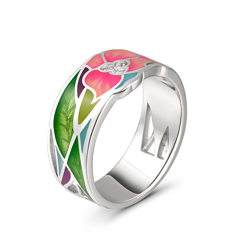 Jeulia "Young Dreamer" Enamel Sterling Silver Women's Band