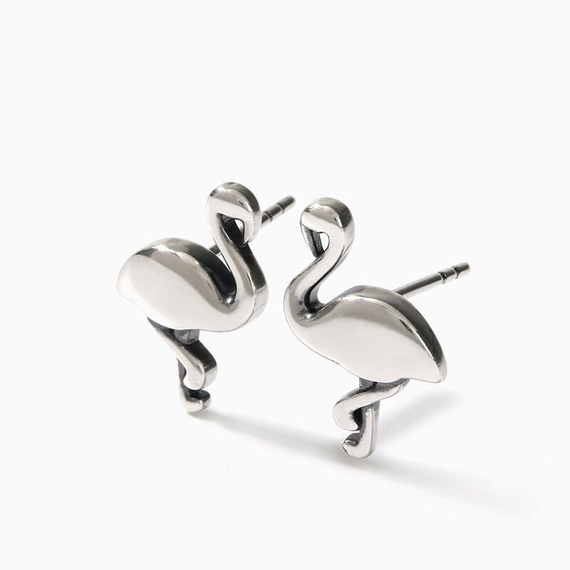 Jeulia "Tropical Flamingo" Sterling Silver Earrings