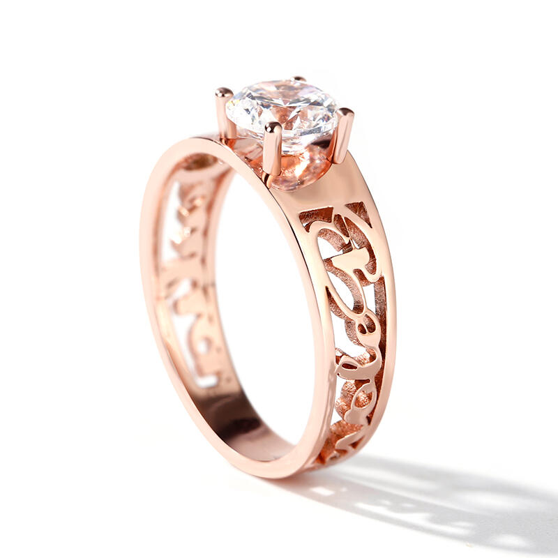 Jeulia Personalized Round Cut Sterling Silver Ring