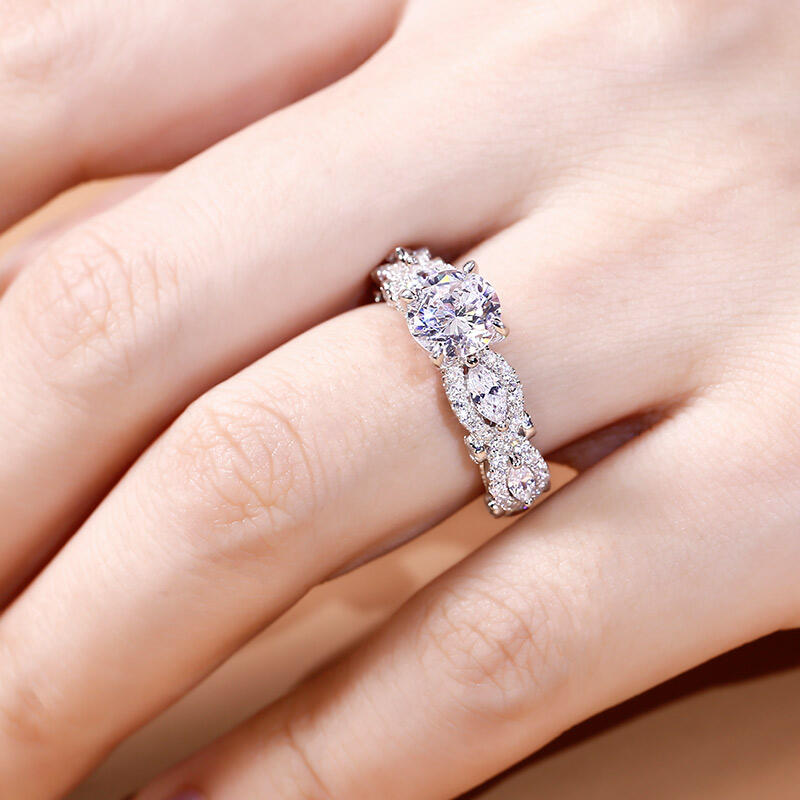 Jeulia Anillo Vintage de Plata de Ley de Corte Redondo