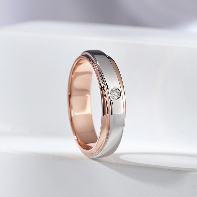 Jeulia Anillo para mujer con dos tonos oro rosa de plata de ley