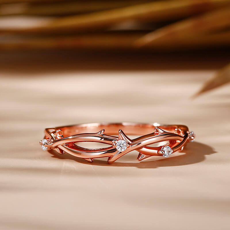 Jeulia Anillo con diseño de la rama de plata de ley de las mujeres