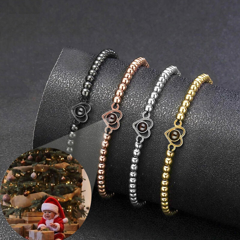Bracciale con proiezione di immagini personalizzate con ciondolo a forma di cuore Regalo di Natale per la mamma