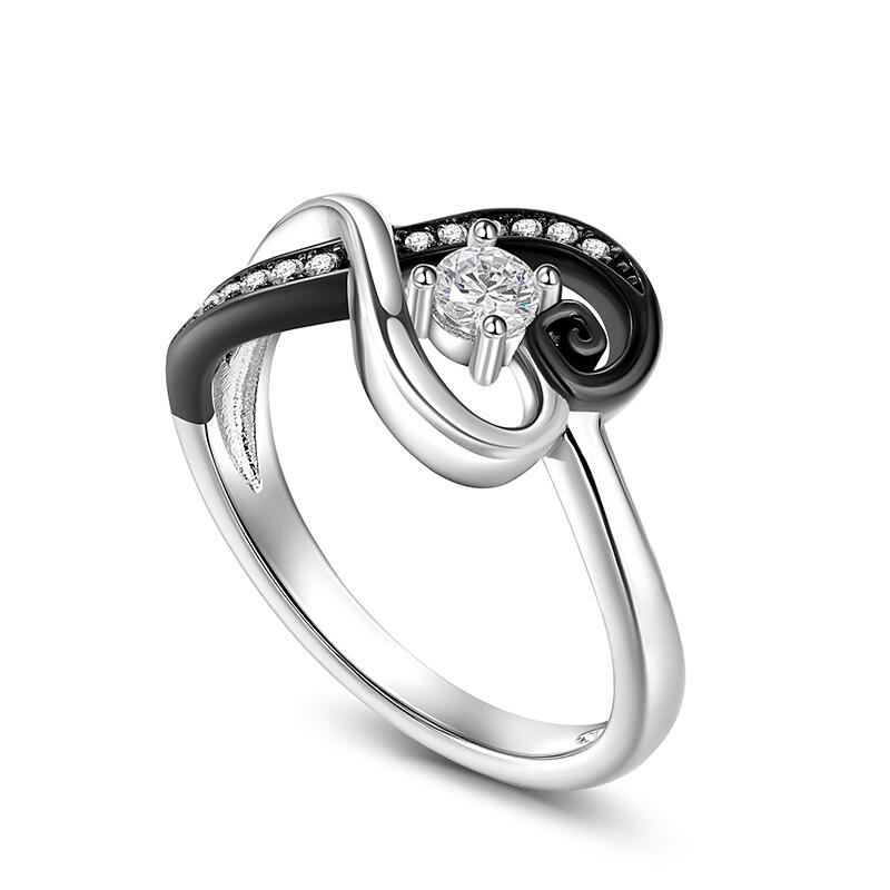 Jeulia "Love in the Moonlight" Two Tone Infinity Love Sterling Silver Ring