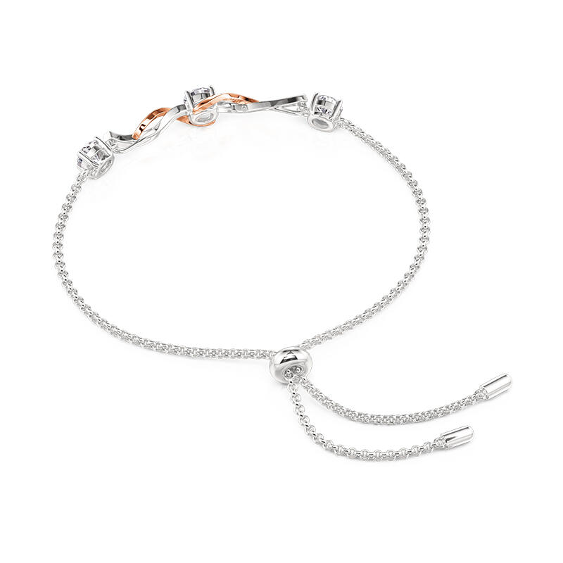 Jeulia Amore Two Tone Three Stone Bracelet