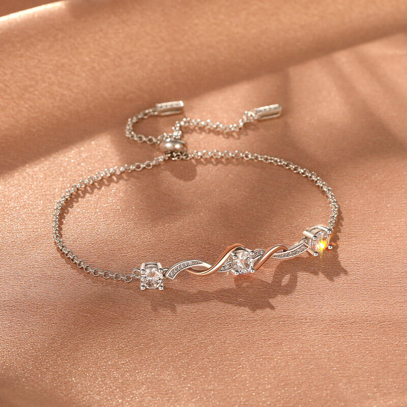 Jeulia Amore Two Tone Three Stone Bracelet