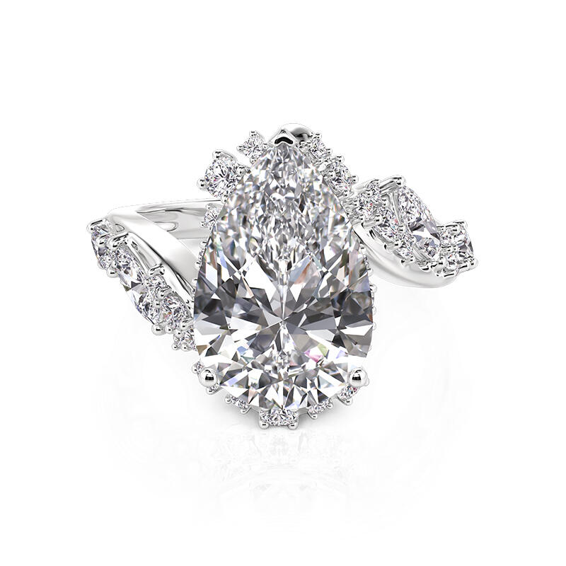 Jeulia Bypass Cluster Pear Shaped Engagement Ring