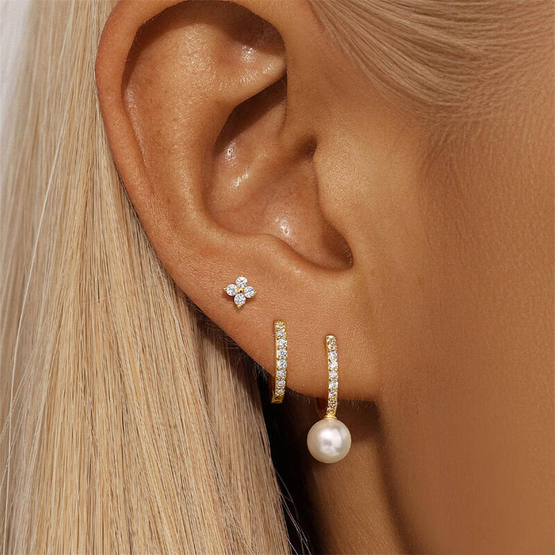 3-Pair Dainty Minimalist Gold Earrings Set