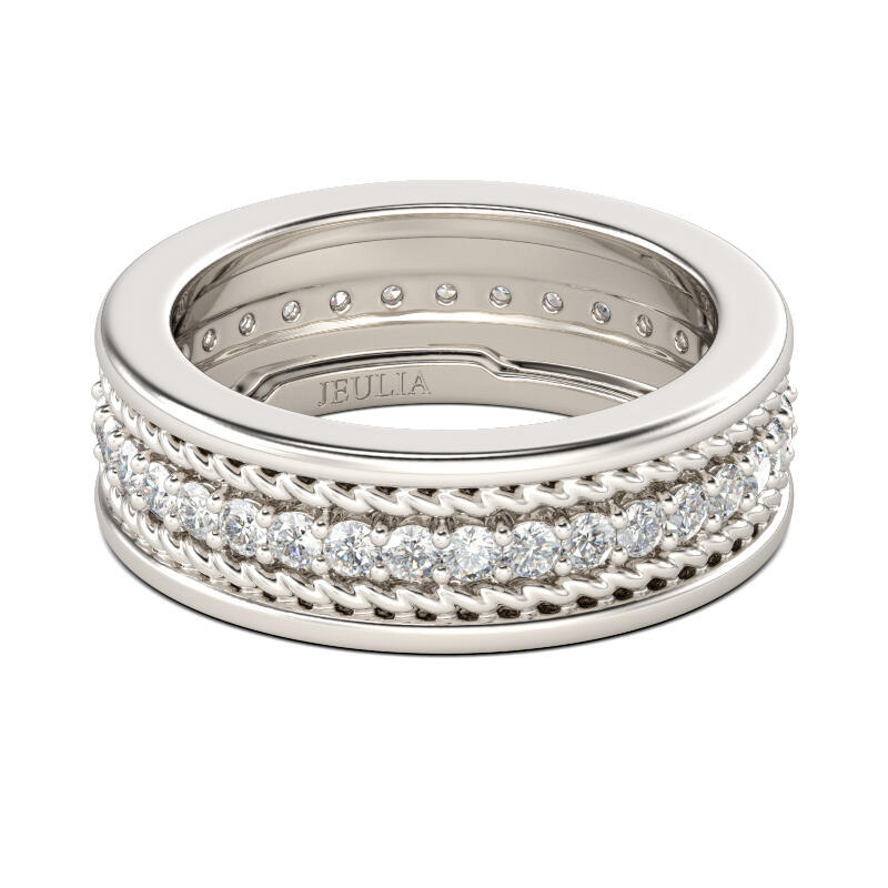 Jeulia Anel masculino de prata esterlina corte redondo corda