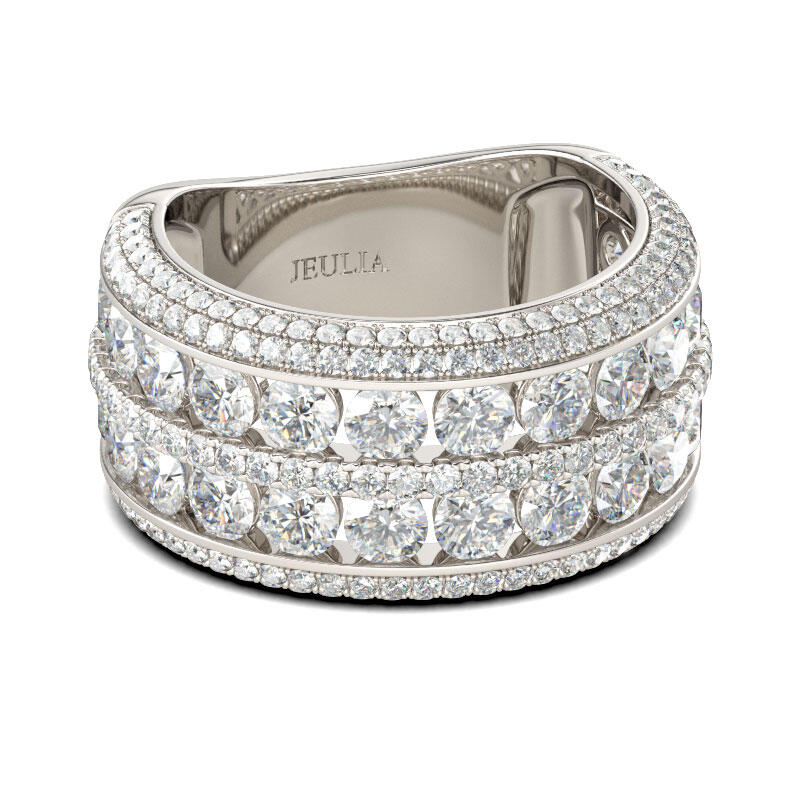 Jeulia Wide Round Cut Sterling Silver Women's Band