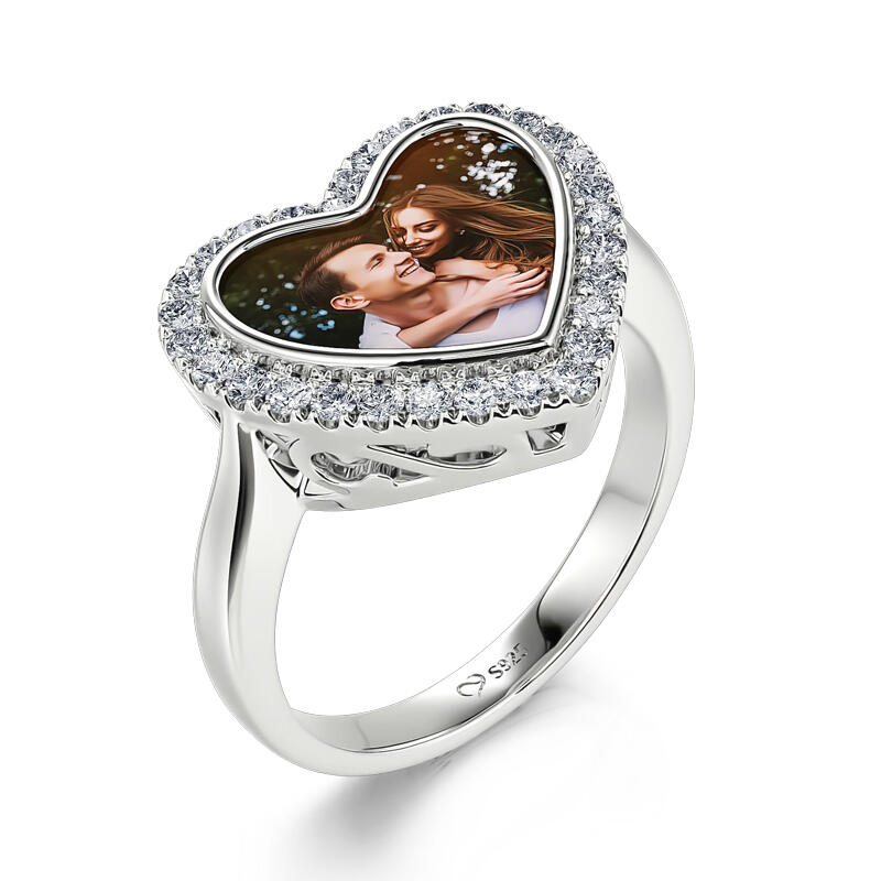 Jeulia Anillo con foto personalizado de plata esterlina