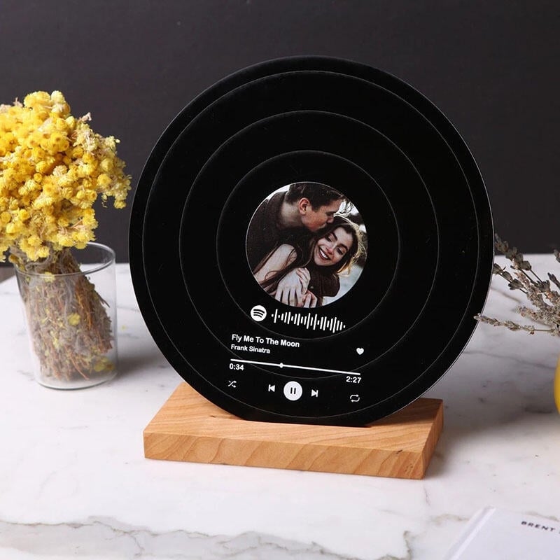 Spotify Code On Frame Custom Music Spotify Code Black Acrylic Record Photo Frame for Couple ...