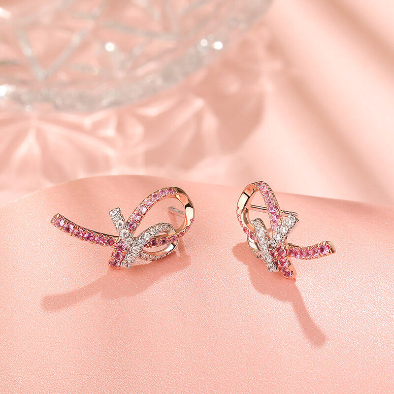 Jeulia Kolczyki Wstążki interlock srebrne "Love & Support"